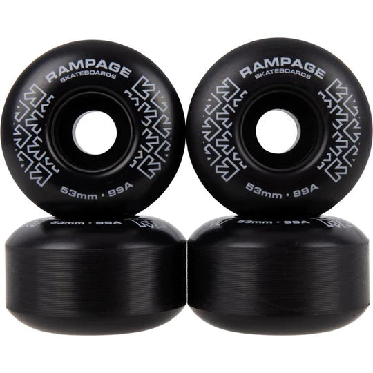 Rampage Skateboard Wheels 99A - 53 x 31mm, Black/White Skateboard Wheels Rampage 