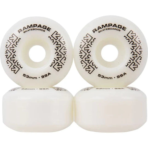 Rampage Skateboard Wheels 99A - 53 x 31mm, White/Black