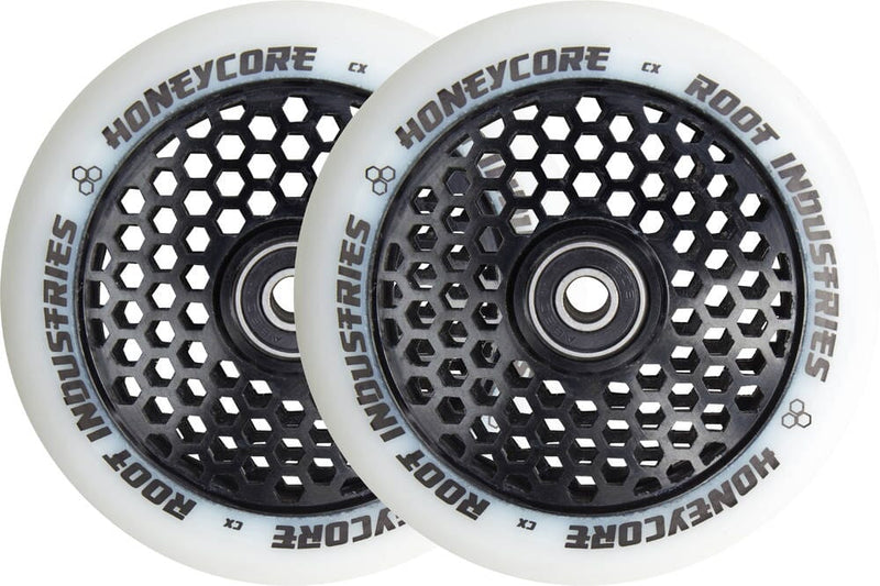 Root Honeycore White 110mm 2-pack Pro Scooter Wheels, Black Scooter Wheels Root Industries 