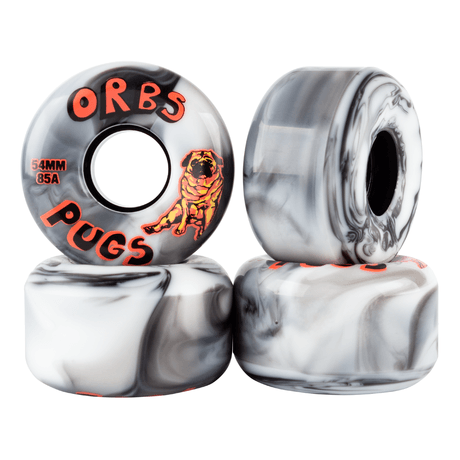 Orbs Pugs Conical 85A 54mm Skateboard Wheels, Black/White Split